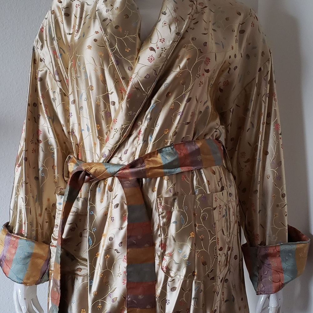 Woman's gold sateen robe